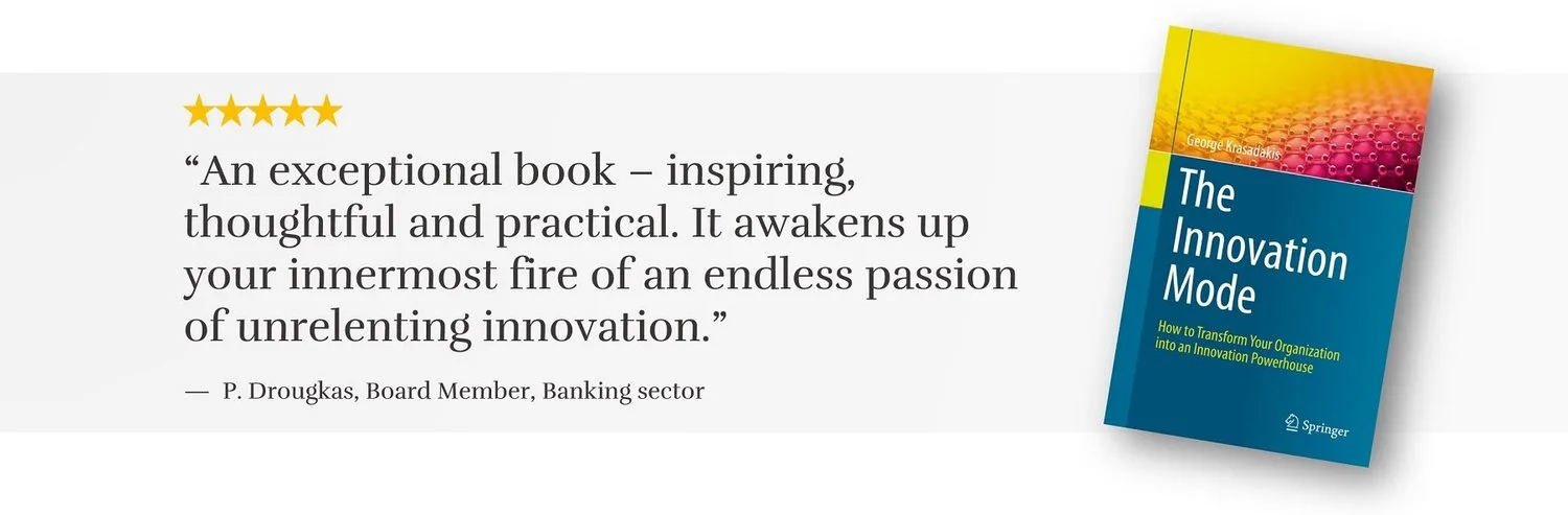 Five star review of ‘The Innovation Mode’ book - P. Drougkas, banking sector, board member